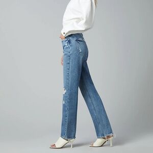 DL1961 Emilie Straight Ultra High Rise Vintage Jeans- Rigid Light Distressed 26